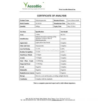 Fornecimento de fábrica Natural Dihydroquercetin Dihydroquercetin, Taxifolin 98%, CAS N ° 480-18-2